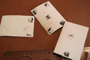 drei Fotos - Wehrmachtsparade  Fahnen Fahrzeuge SdKfz